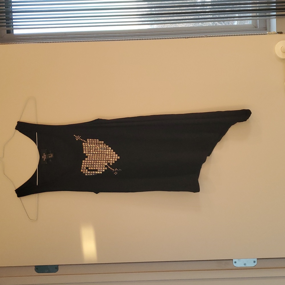 Mango black tank top with studded heart.